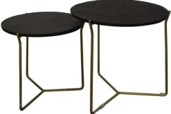 Bijzettafelset black brass Mason