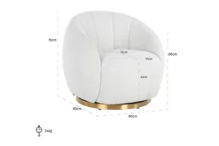 Draaifauteuil 210713 White Bouclé Jago