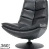 Draaifauteuil - zwart boho leder | 95939 Sven