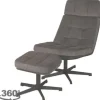 Draaifauteuil met hocker Antraciet CH-73.022 Alvar