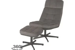Draaifauteuil met hocker Antraciet CH-73.022 Alvar