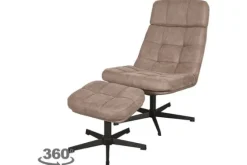 Draaifauteuil met hocker Taupe CH-73.028 Alvar