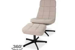 Draaifauteuil met hocker Naturel CH-73.004 Alvar