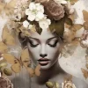 Glasschilderij Vrouw met Gouden Vlinders 080120-1033