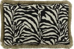 Sierkussen Black White + Fringe Gold Zebby | Claudi